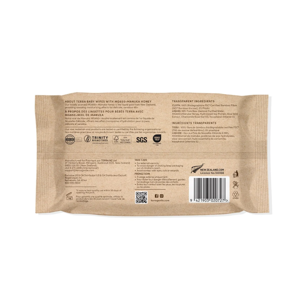 TERRA Manuka Honey Baby Wipes 70s - Image 3
