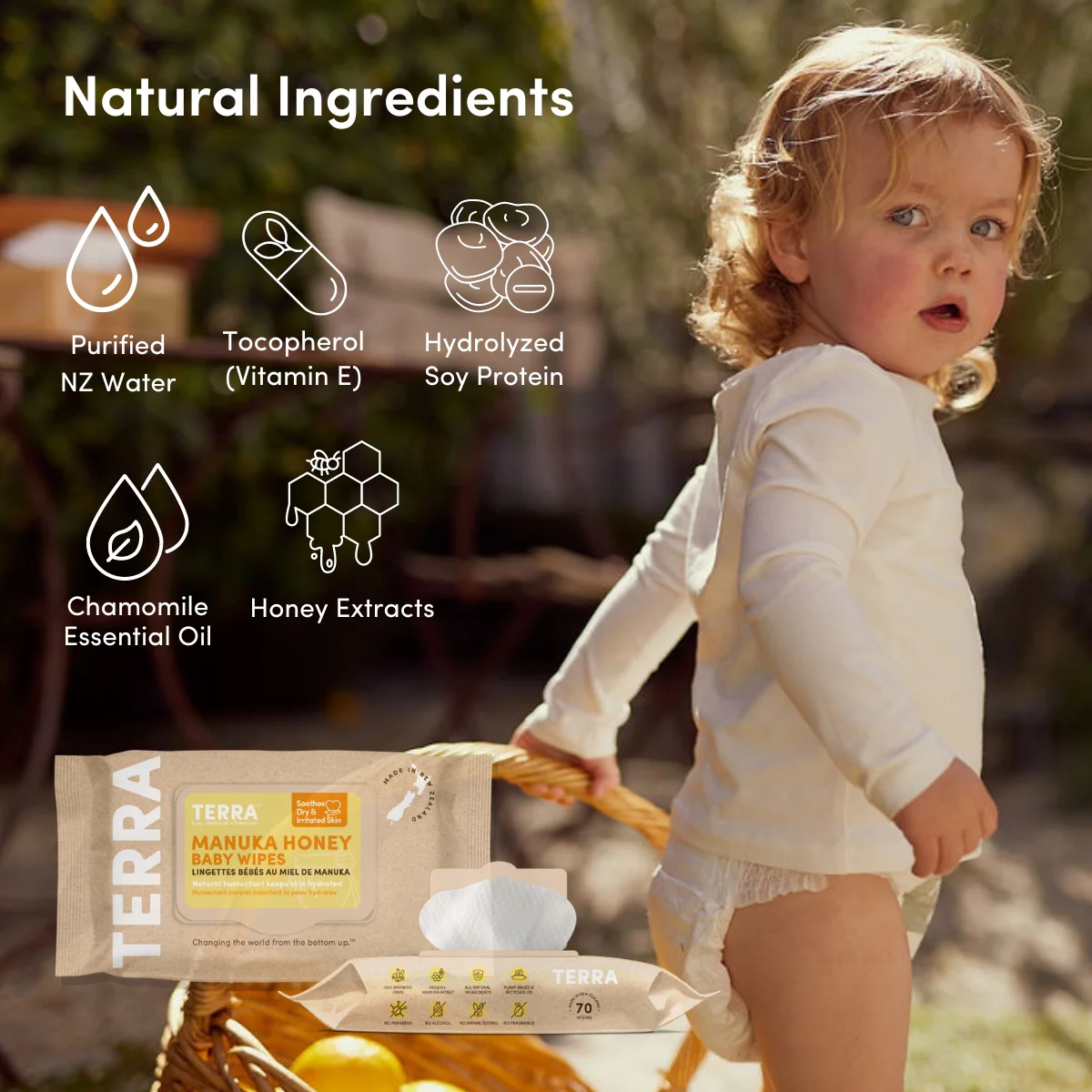 TERRA Manuka Honey Baby Wipes 70s - Image 9