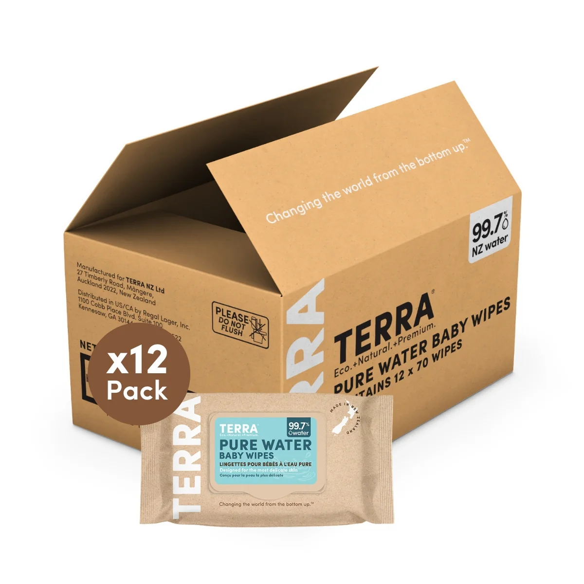 TERRA Pure Water Baby Wipes 70s - Image 5